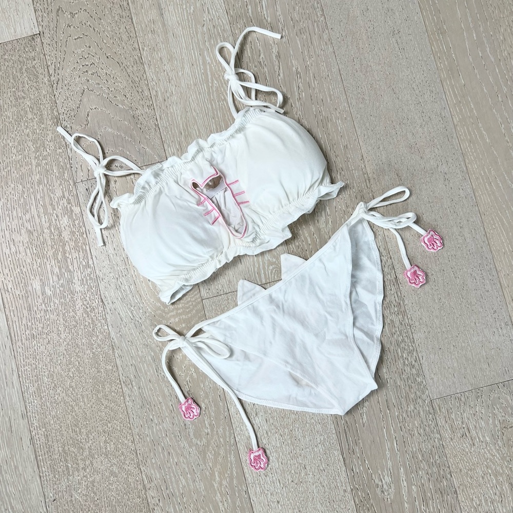 Cosplay Kitten Keyhole Lingerie Set | Small | Pink/White